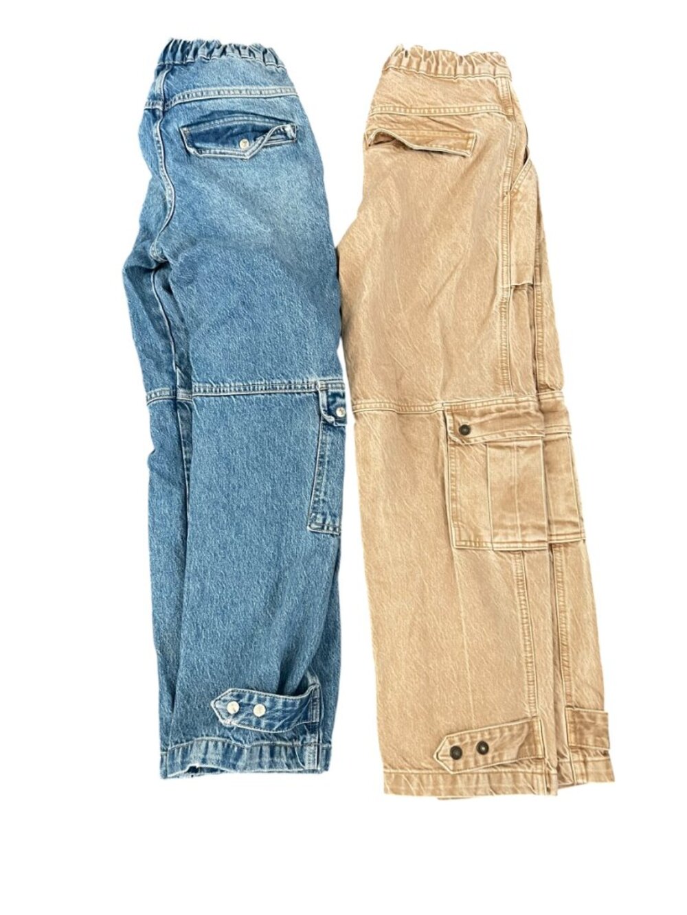 Free People We The Free Marx Slouchy Cargo Jeans 25 Tan Blue 2 Pair Bundle - Picture 3 of 8